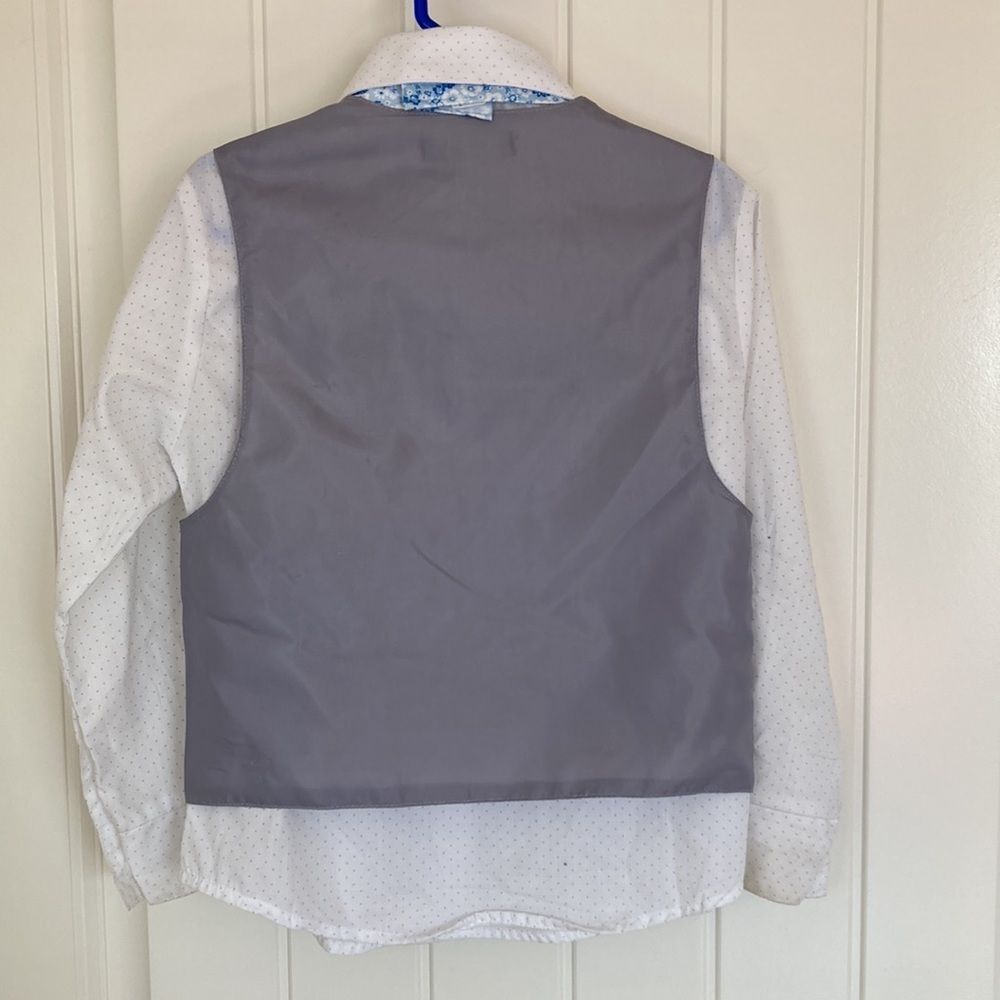 Nautica Shirt Vest Bow Tie Combo Boys Size 5 Grey Blue White - Picture 8 of 9